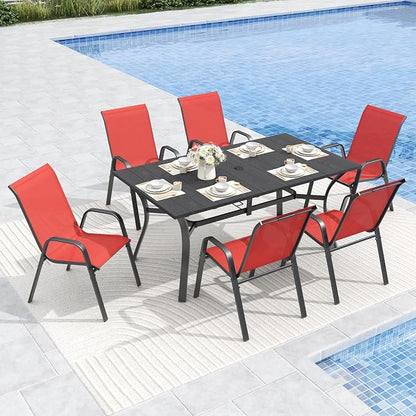 Patio Dining Chairs Set of 6 Outdoor Stackable Dining Chairs - Image 2
