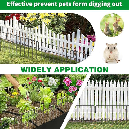 42.5FT Garden Fence Animal Barrier - 30 Pack No Dig Fence Panels Dog Fence, Rustproof Metal Anti Digging Barrier Garden Edging Border, Outdoor Animal Barrier Fencing for Yard, Rabbit, Patio