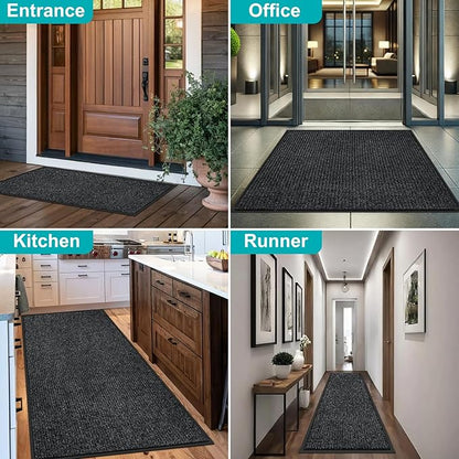 Azadx 2'x4' Indoor Outdoor Door Mat Heavy Duty Front Door Mat Ultra Absorbent Muddy Dirt Resist Welcome Door Mats Non-Slip Backing Entrance Mat for Home Commercial Outdoor Entrance Floor Mat