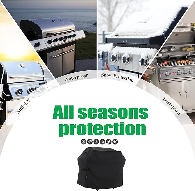 F&J Outdoors Grill Cover, Waterproof Anti-UV for 3Burner Liquid Propane Gas BBQ,53Wx27Dx43H in,Black