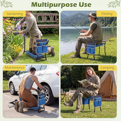 2-in-1 Garden Kneeler and Seat, Folding Garden Seat w/EVA Foam Kneeling Pad & - Image 5