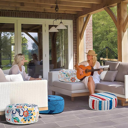 UPWELL Waterproof Inflatable Outdoor Ottoman Pouf,Portable Patio Footrest, Durable & Stylish, Perfect for Garden, Pool, Camping & Home Use - D20 xH9（LiteEase）