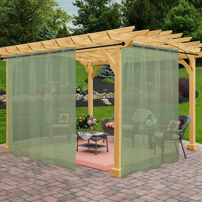 Outdoor Sheer Curtains for Patio Waterproof, 2 Panels Rod Pocket Indoor/Outdoor by Awnmeow