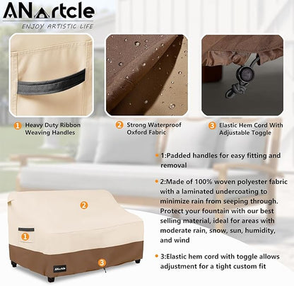 3-Seater Patio Sofa Cover,79W x 37D x 35H Inches Outdoor Couch Cover,100% Waterproof Heavy Duty Patio Sofa Covers,Patio Furniture Covers,Beige&Brown