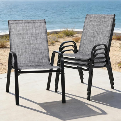 24.4" Outdoor Patio Stackable Chairs Set of 4, Outside Furniture - Image 2
