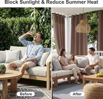 RYB HOME Outdoor Curtains for Patio Deck, Waterproof & Block Sunlight | Thermal - Image 2