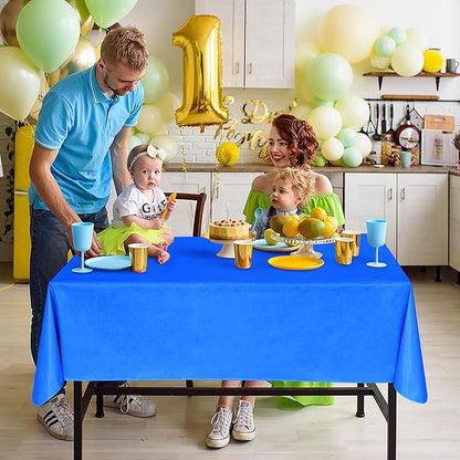 Nasitos 2 Pack Square Table Cloth 54x54 Inch-Plastic Blue Vinyl Card Table Cloth with Flannel Backed, Waterproof Oil-Proof Wipeable Plastic Small Tablecloth for Coffee Table, Party, Indoor&Outdoor