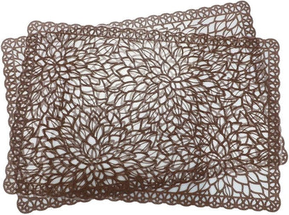 Gugrida Plastic Brown Placemats for Dining Table Tablemats Vinyl PVC Table Mats for Kitchen 6pcs(Brown, Placemats 6pcs)