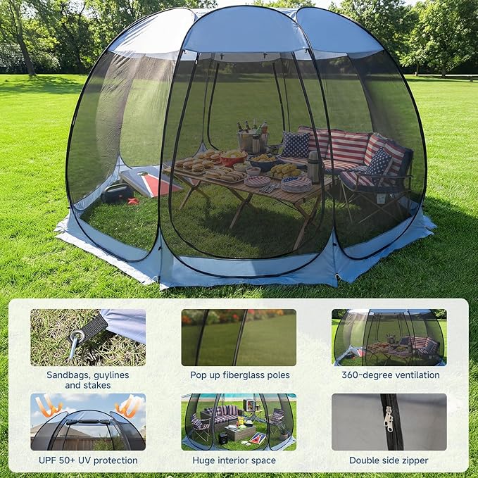 Alvantor Pop Up Screen House Tent, Instant Outdoor Gazebo - Image 5