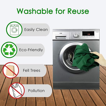 BeeGreen Christmas Green Reusable Shopping Bags Green Wholesale Reusable Grocery Bags Bulk Foldable-Machine Washable with Zipper Storage Pouch 20 Pieces