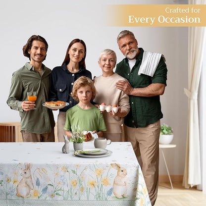 Maison d' Hermine Table Cloth Rectangle Table 100% Cotton 60 x 90 Inches Tablecloth Reusable Decorative for Dining Room, Farmhouse, Home, Party, Festive & Wedding Spring Summer - Easter Dew