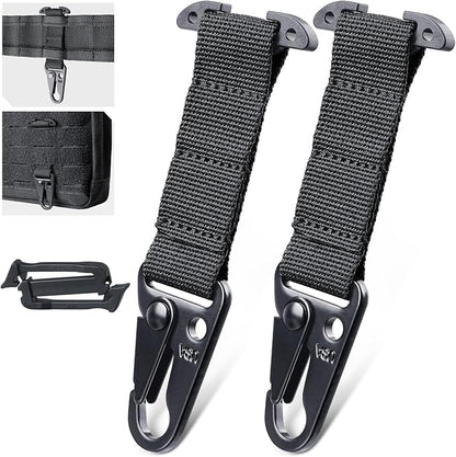 LIVANS Molle Belt Clip Key Holder Tactical Battle Belt Plate Carrier Vest Attachment Clip for Hanging Keys or Gloves, Universal Fit Molle Accessories Clip |T-Mount Clash Hook, Include Z-Buckle