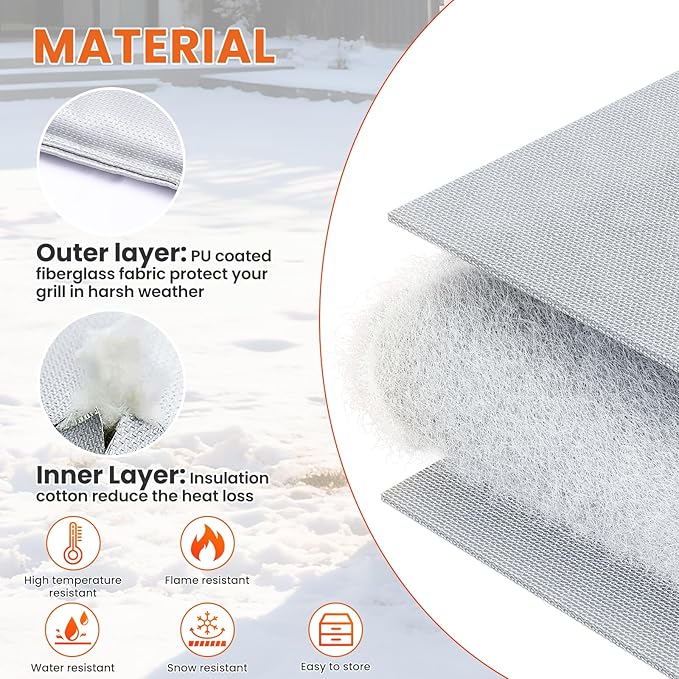 Hisencn Grill Insulation Blanket for Pit Boss 4 Series Vertical Pellet Smoker – Onyx Edition, PBV4NX, Fiberglass Heat Retention Insulation Blanket, Magnetic BBQ Smoker Cover for Pit Boss Pellet Grill