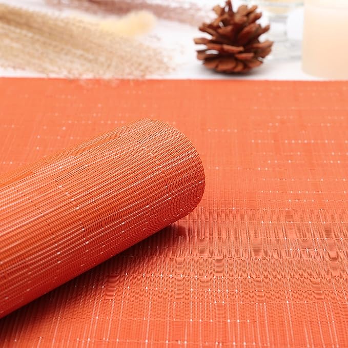 Myir JUN Table Runner, Vinyl Table Runner Indoor 55 Inch Long Arbitrarily Cropped Runner for Table Heatproof for Home Party (Orange, 12 x 55 inch)