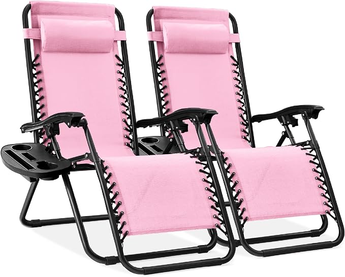 Best Choice Products Set of 2 Adjustable Steel Mesh Zero Gravity Lounge Chair by Unknown