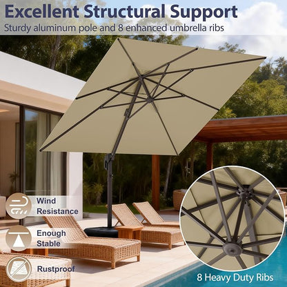 10' X 10' Patio Umbrella Cantilever Outdoor Rectangle Umbrella - Image 3