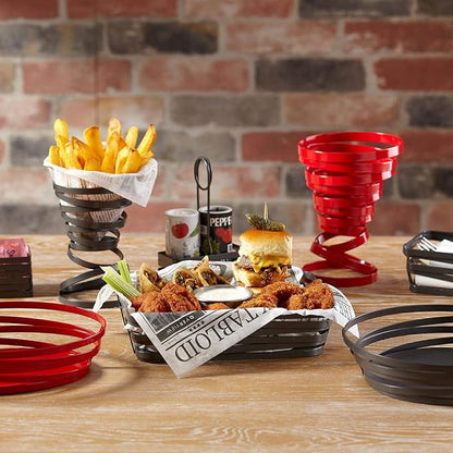 G.E.T. WB-982-R 9" x 7" Rectangular Red Powder Coated Metal Wire Serving Basket, Cyclone Collection