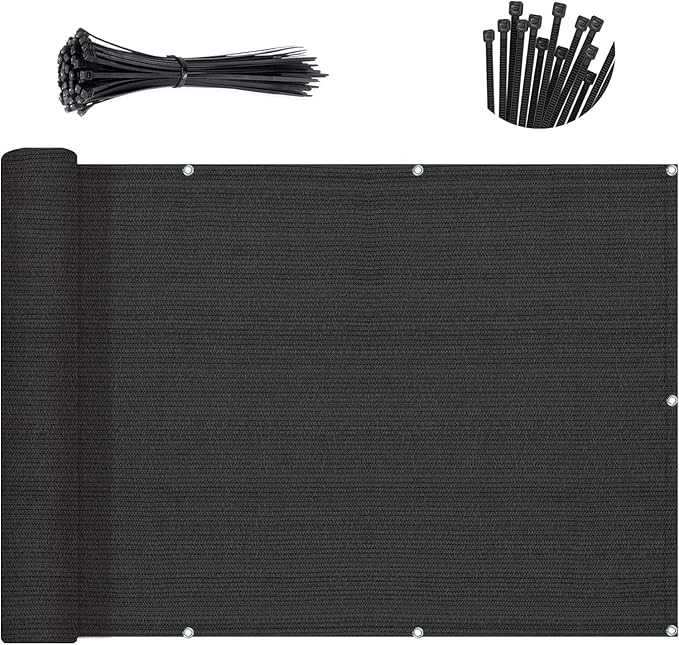 Sunny Guard Customized 2'6''x14' Black Balcony Privacy Screen,90% Shade Apartments Fence Cover,Heavy Duty Mesh Windscreen for Deck,Outdoor,Backyard,Patio
