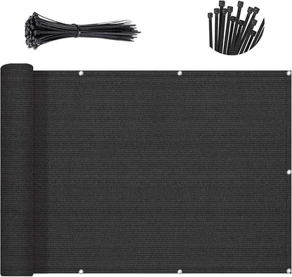 Sunny Guard Customized 2'6''x28' Black Balcony Privacy Screen,90% Shade Apartments Fence Cover,Heavy Duty Mesh Windscreen for Deck,Outdoor,Backyard,Patio
