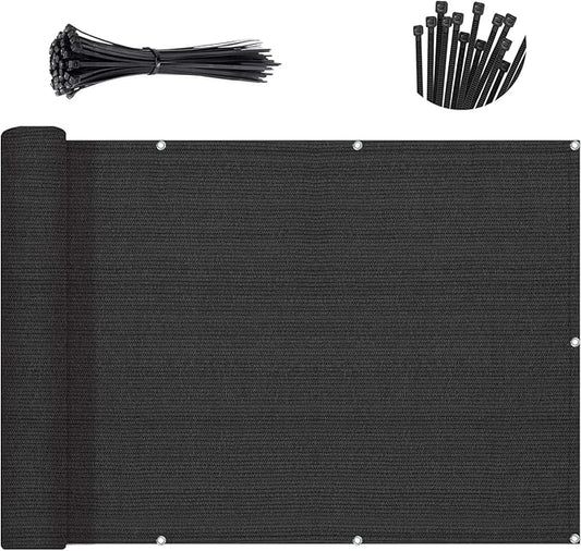 Sunny Guard Customized 2'6''x19' Black Balcony Privacy Screen,90% Shade Apartments Fence Cover,Heavy Duty Mesh Windscreen for Deck,Outdoor,Backyard,Patio