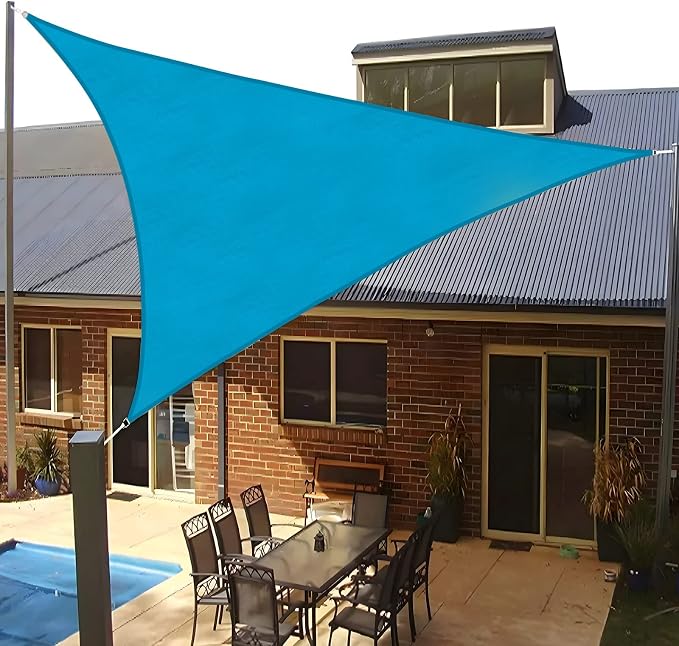 Sun Shade Sail 13' x 13' x 13' Turquoise Blue Triangle Shade | Outdoor sun - Image 9