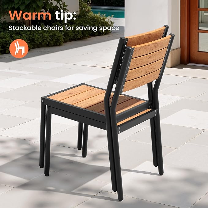 Pellebant Stackable Outdoor Patio Dining Chairs Set of 4 | Aluminum Armless - Image 4