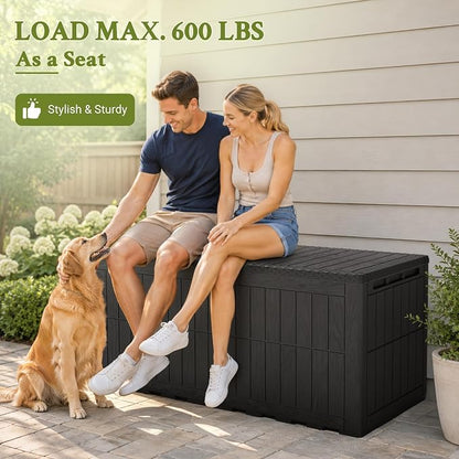 Flamaker 180 Gallon Large Outdoor Storage Box Waterproof, XL Resin Deck Box | - Image 4