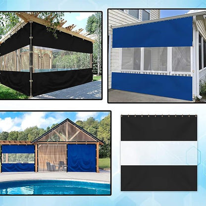 Covers & all Outdoor Clear Panel Curtain, 12 oz Vinyl Outdor Curtains for Patio, Waterproof & Weather Resistant Tarp with Brass Grommets for Pergola, Porch, Gazebos, Balcony (9’ H x 15’ W Feet, Black)