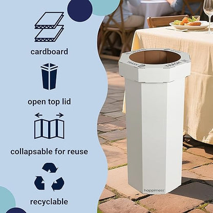 Eyely MPH1300F-SET2 Sal 25-Gallon Disposable Corrugated Cardboard Event Trash Can and Recycling Bin for BBQs, Beach, Parties & Events & Outdoor Activities, Limestone Beige (Set of 2)