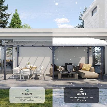 16'X10' Lean to Gazebo Pergola Patio Gazebos Pergolas Outdoor | Wall Mounted - Image 6