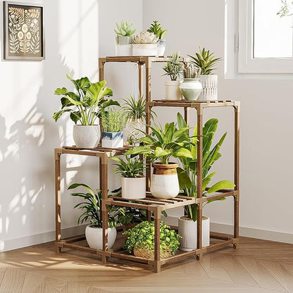Bamworld Corner Plant Stand Indoor Outdoor Plant Shelf Small Plant Table | by Bamworld