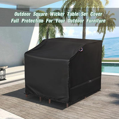 Outdoor Bar Set Cover for 3 Piece Patio Bar Set Wicker Outdoor Table, 41 Inch Waterproof Heavy Duty Patio Bar Set Cover - 41"L x 38"W x 40"H