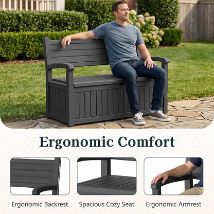 Outdoor Bench, Waterproof Garden Storage Bench, 100 Gallon Deck Box | Lockable - Image 7