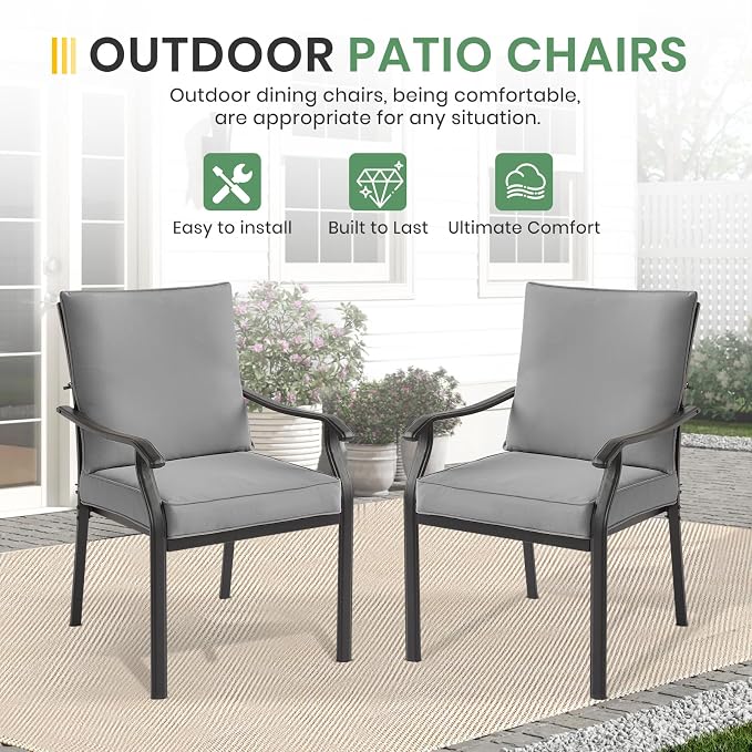 LVUYOYO Outdoor Patio Dining Chairs Set of 4, Metal Stackable Chairs Set - Image 4