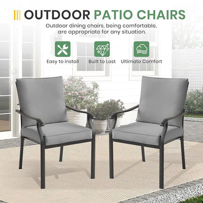 LVUYOYO Outdoor Patio Dining Chairs Set of 2, Metal Stackable Chairs Set - Image 4
