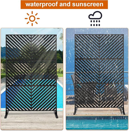 72" H×47" W Metal Privacy Screen, Outdoor Indoor Privacy Screens with Stand Panels, Free Standing Decorative Privacy Screen for Patio