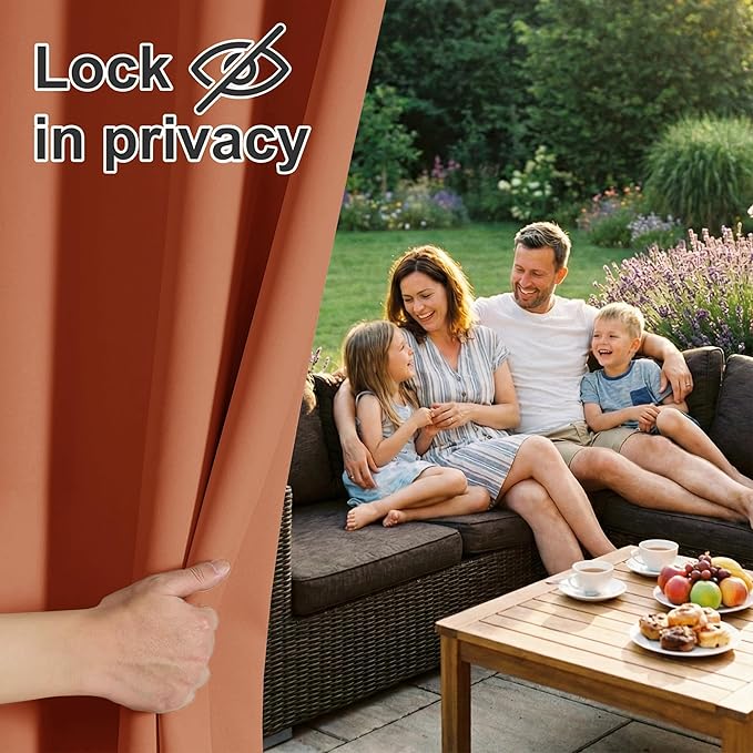 RYB HOME Outdoor Curtains for Patio Deck, Waterproof & Block Sunlight | Thermal - Image 3