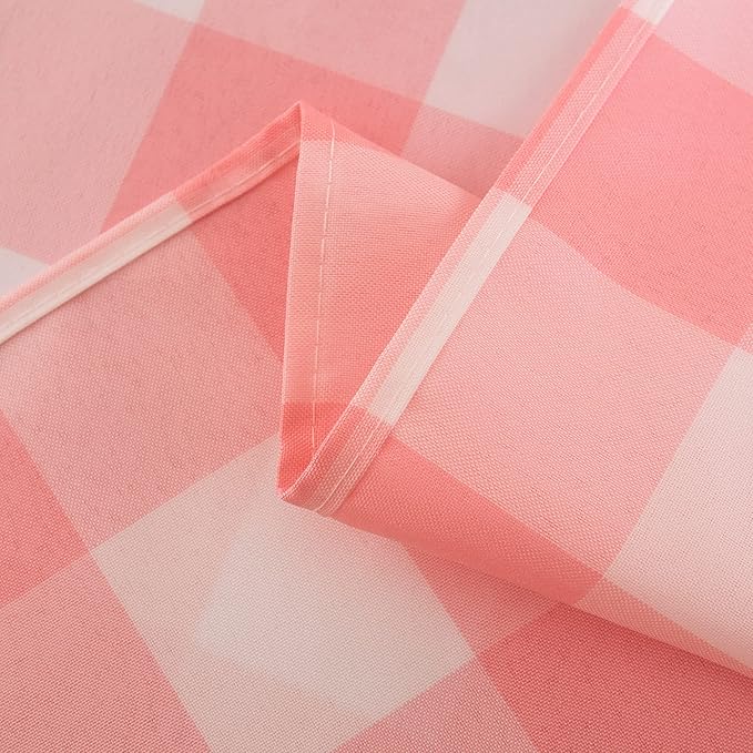 Cupuamon 2 Pack Waterproof Polyester Fabic Rectangle Checkered Tablecloth，60x120 Outdoor Table Cloth，Oil Stain Prevention Table Cloth for Pinics and Parties（Pink and White）