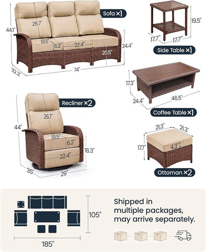 Resort-Grade Recliners Patio Furniture, 6.2" Ultra Thick Cushions | Heavy Duty - Image 2