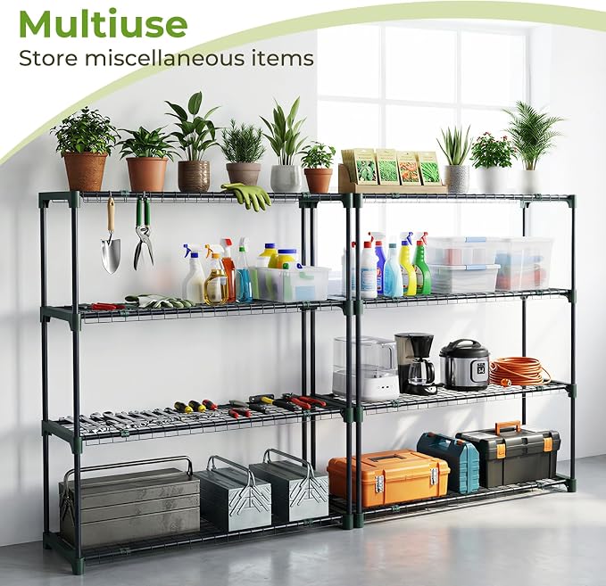 Ohuhu Plant Greenhouse Shelves 4 Tier 2 Pack Extra-Wide Stable Green House - Image 8