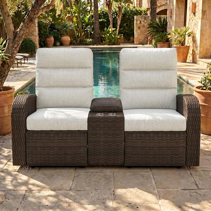 Oversized Wicker Outdoor Recliner Lovseat by LayinSun