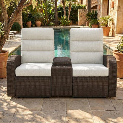Oversized Wicker Outdoor Recliner Lovseat by LayinSun