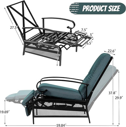 Incbruce Outdoor Lounge Chair Patio Furniture Adjustable Recliner - Image 3