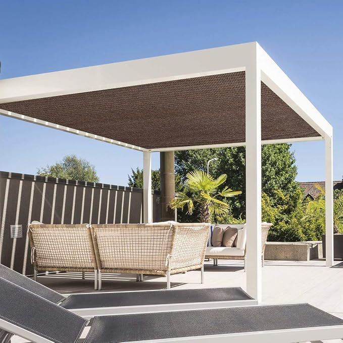 Eden's Decor Straight Flat-Edged Sun Shade Sail Rectangular 12' x 19' Brown - Image 6