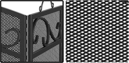 Fire Beauty Fireplace Screen 3 Panel with Handles Wrought Iron 51"(L) x31(H) Spark Guard Cover(Black)