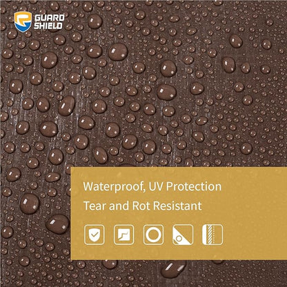 GUARD SHIELD Tarps Heavy Duty Waterproof 8x10 Feet Brown/Bright Silver Poly Tarp Cover Outdoor Thick UV Resistant Tarpaulin with Grommets 10mil