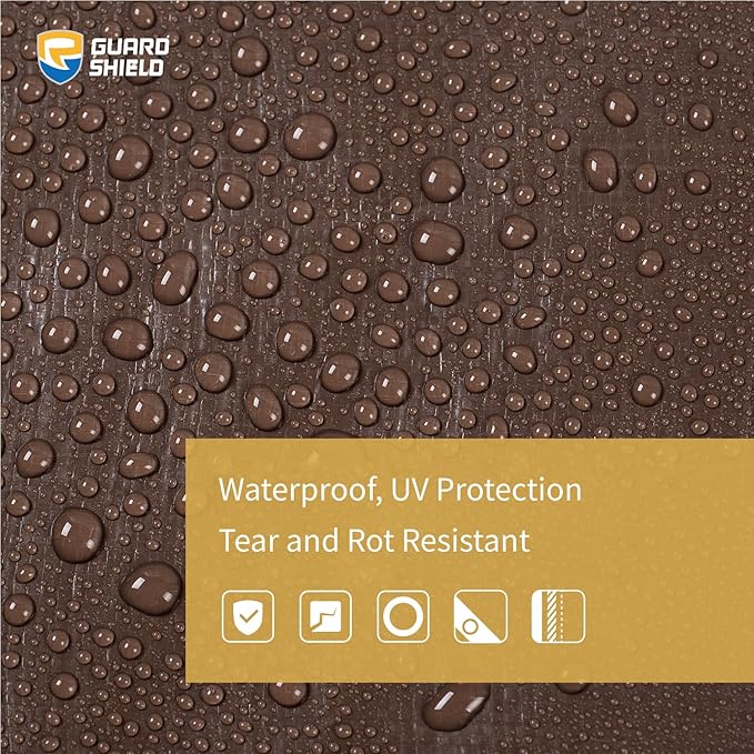 GUARD SHIELD Tarps Heavy Duty Waterproof 16x16 Feet Brown/Bright Silver Poly Tarp Cover Square Outdoor Thick UV Resistant Tarpaulin with Grommets 10mil