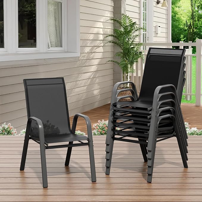 Garvee Patio Chairs Set of 6, Stackable Chairs - Image 7