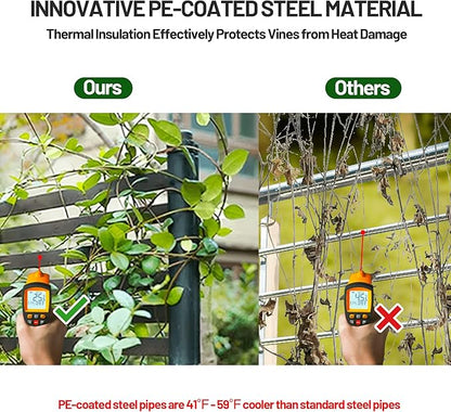 Outdoor Privacy Screen Fence with Feet Stand 4FT x 6FT, Freestanding Fence Privacy Screen for Outside, Metal Pipes and Slats Panels Divider Stake for Garden Patio Balcony Backyard Brown