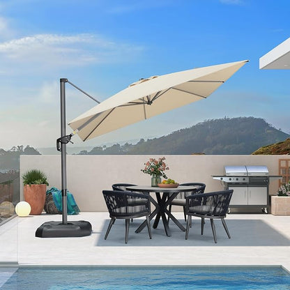 PURPLE LEAF Patio Outdoor Umbrella 9' x 9' Square All-Weather Beige | Large - Image 8